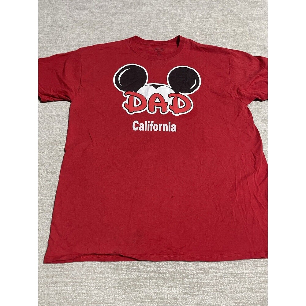 Disney Dad Mickey Mouse Ears T-Shirt Short Sleeve Red Mens Size XL